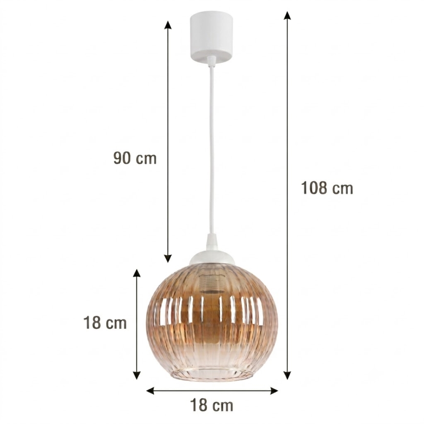 Brilagi - LED пендел на кабел RETRO GLASS 1xE27/60W/230V Ø 18 см бял/димно-кафяв