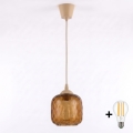 Brilagi - LED пендант на кабел RETRO GLASS 1xE27/60W/230V диам. 14 см бежово/опушено кафяво