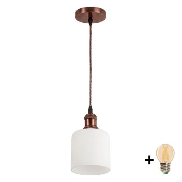 Brilagi - LED пендант на кабел RETRO GLASS 1xE27/60W/230V Ø 13 см меден/бял
