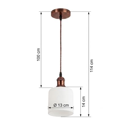 Brilagi - LED пендант на кабел RETRO GLASS 1xE27/60W/230V Ø 13 см меден/бял