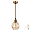 BRILAGI - LED пендант на кабел RETRO GLASS 1xE27/60W/230V Ø 18 cm в цвят злато/опушено кафяво