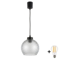 Brilagi - LED пендант на кабел RETRO GLASS 1xE27/60W/230V Ø 25 см черен/димчато сив