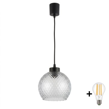 Brilagi - LED пендант на кабел RETRO GLASS 1xE27/60W/230V Ø 25 см черен/димчато сив