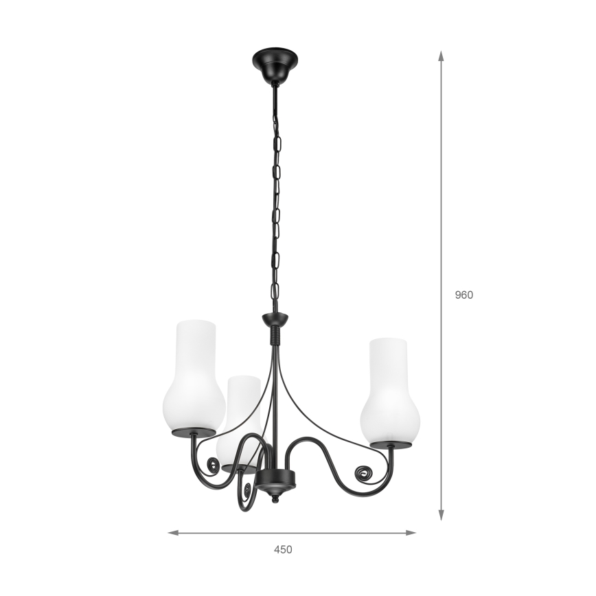 Brilagi - LED Пендел COTTAGE 3xE14/40W/230V черен/бял