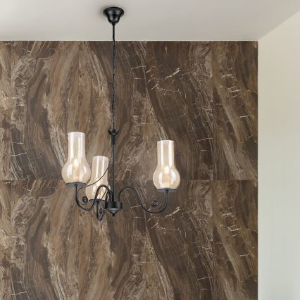 Brilagi - LED Пендел COTTAGE 3xE14/40W/230V черен/кафяв