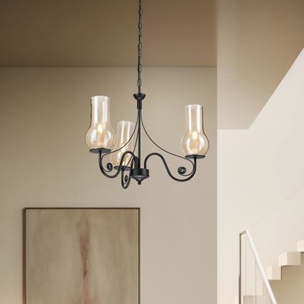 Brilagi - LED Пендел COTTAGE 3xE14/40W/230V черен/кафяв