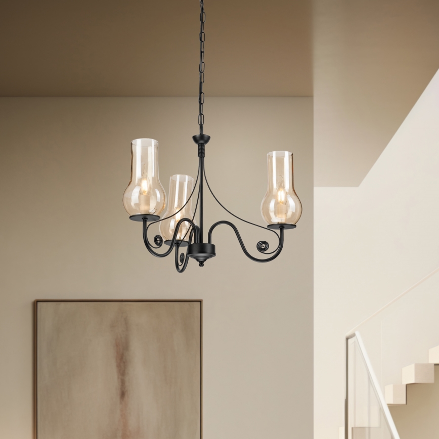 Brilagi - LED Пендел COTTAGE 3xE14/40W/230V черен/кафяв