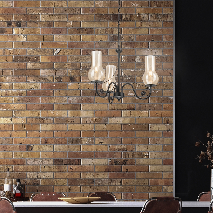 Brilagi - LED Пендел COTTAGE 3xE14/40W/230V черен/кафяв