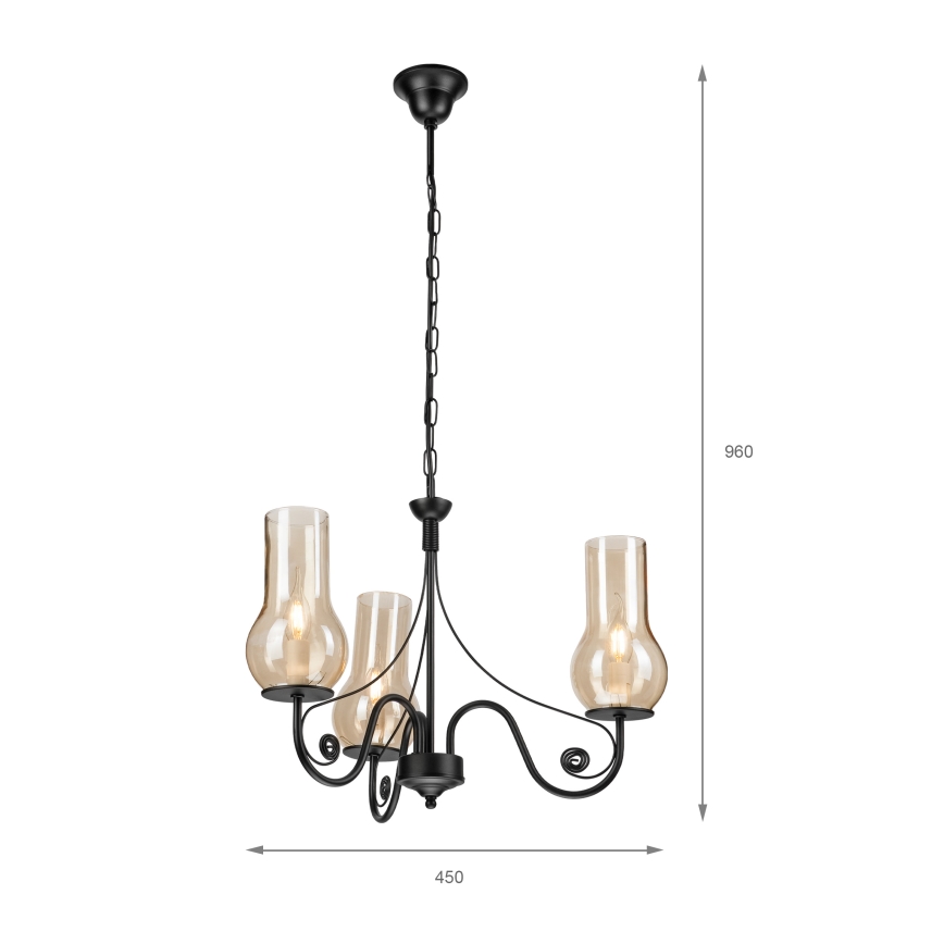 Brilagi - LED Пендел COTTAGE 3xE14/40W/230V черен/кафяв