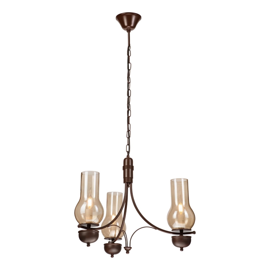 Brilagi - LED Пендел COTTAGE 3xE14/40W/230V дъб/кафяв