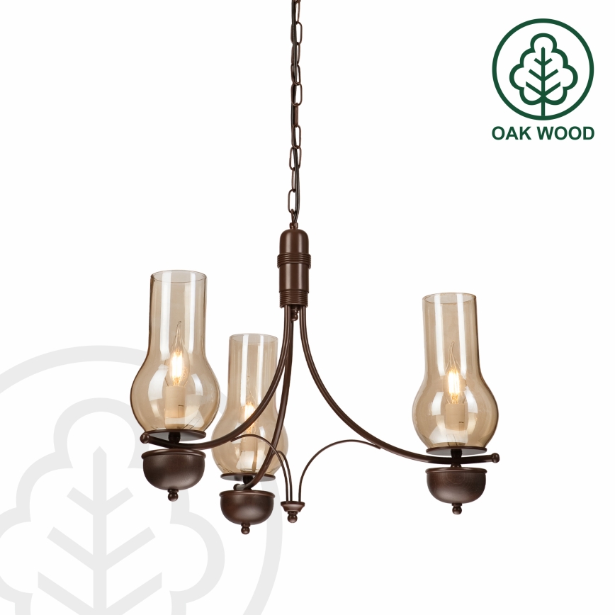 Brilagi - LED Пендел COTTAGE 3xE14/40W/230V дъб/кафяв