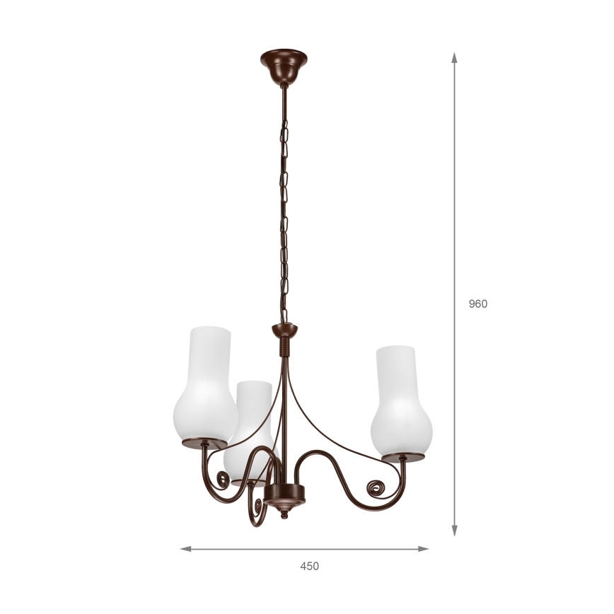 Brilagi - LED Пендел COTTAGE 3xE14/40W/230V кафяв/бял