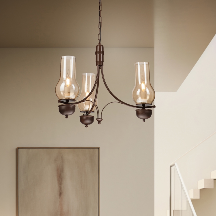 Brilagi - LED Пендел COTTAGE 3xE14/40W/230V кафяв