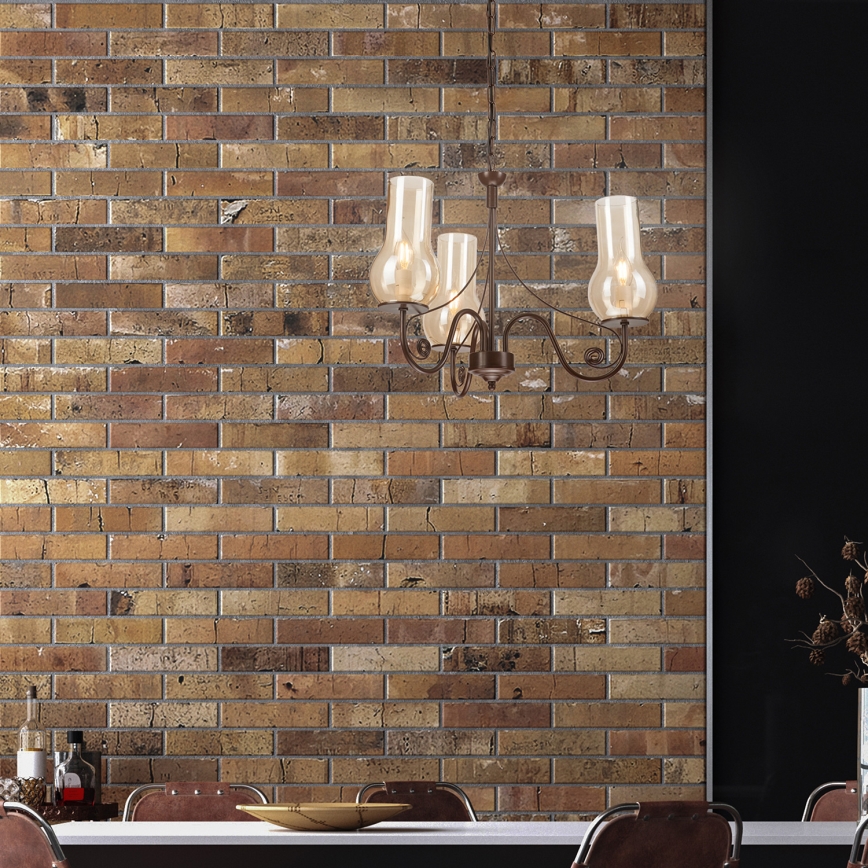 Brilagi - LED Пендел COTTAGE 3xE14/40W/230V кафяв