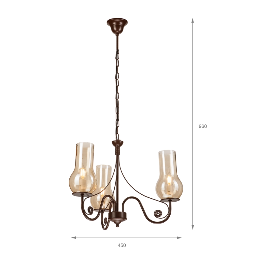 Brilagi - LED Пендел COTTAGE 3xE14/40W/230V кафяв