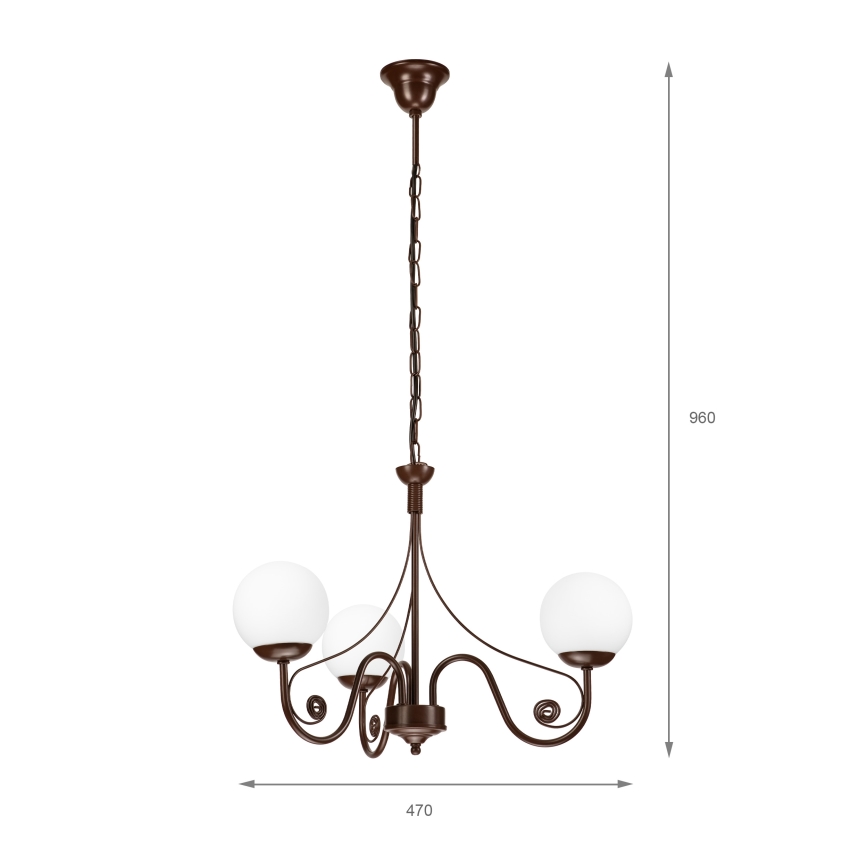 Brilagi - LED Пендел COTTAGE 3xG9/40W/230V кафяв/бял