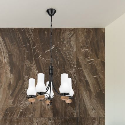 Brilagi - LED Пендел COTTAGE 5xE14/40W/230V бук/бял