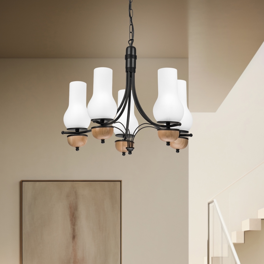 Brilagi - LED Пендел COTTAGE 5xE14/40W/230V бук/бял