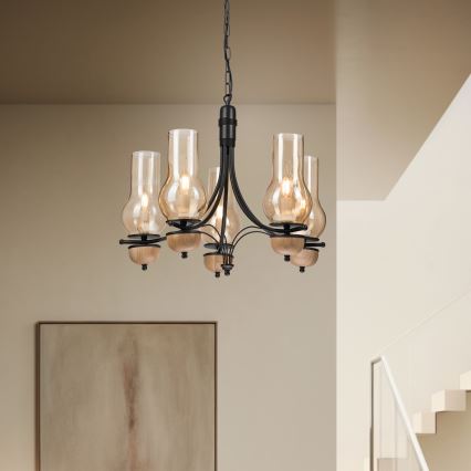 Brilagi - LED Пендел COTTAGE 5xE14/40W/230V бук/кафяв