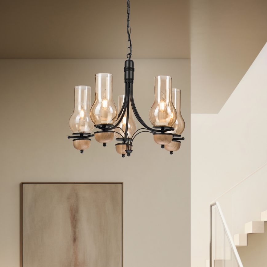 Brilagi - LED Пендел COTTAGE 5xE14/40W/230V бук/кафяв