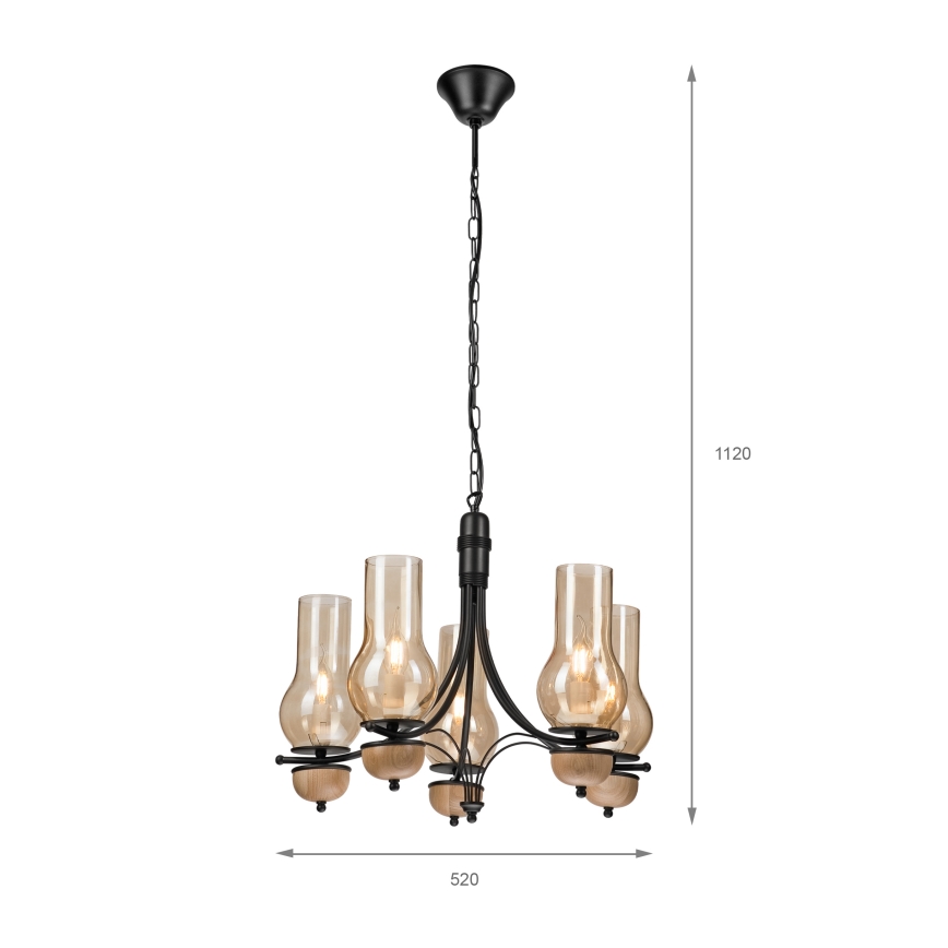 Brilagi - LED Пендел COTTAGE 5xE14/40W/230V бук/кафяв
