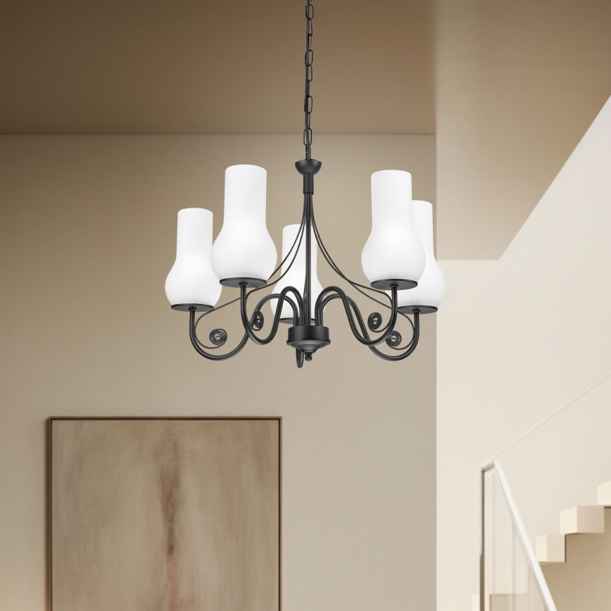 Brilagi - LED Пендел COTTAGE 5xE14/40W/230V черен/бял