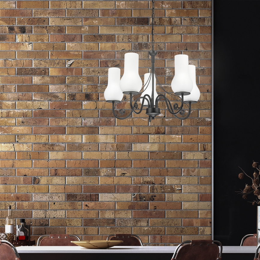 Brilagi - LED Пендел COTTAGE 5xE14/40W/230V черен/бял