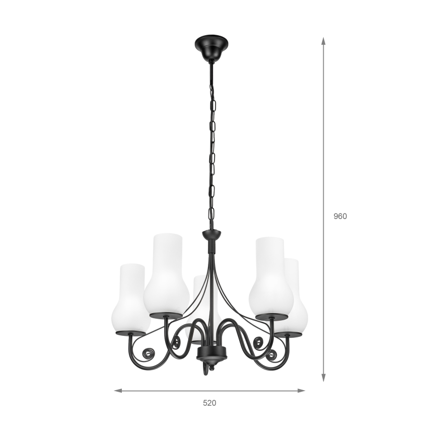 Brilagi - LED Пендел COTTAGE 5xE14/40W/230V черен/бял