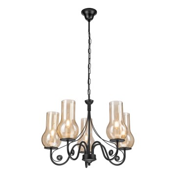 Brilagi - LED Пендел COTTAGE 5xE14/40W/230V черен/кафяв