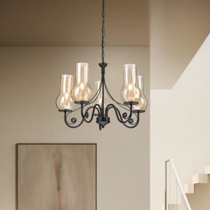 Brilagi - LED Пендел COTTAGE 5xE14/40W/230V черен/кафяв