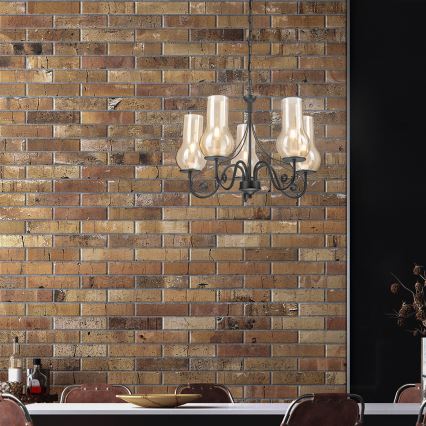 Brilagi - LED Пендел COTTAGE 5xE14/40W/230V черен/кафяв