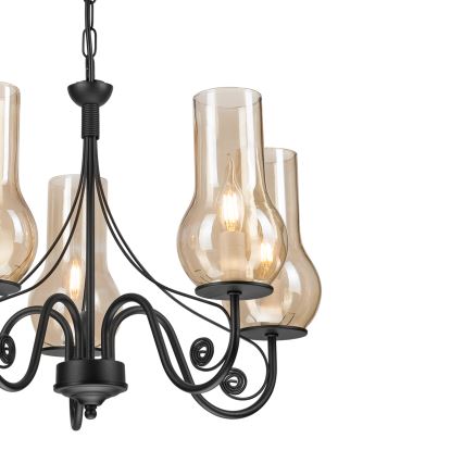 Brilagi - LED Пендел COTTAGE 5xE14/40W/230V черен/кафяв