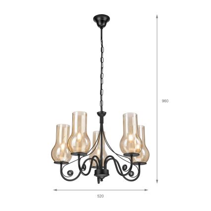 Brilagi - LED Пендел COTTAGE 5xE14/40W/230V черен/кафяв