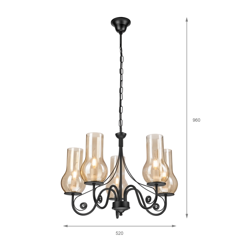 Brilagi - LED Пендел COTTAGE 5xE14/40W/230V черен/кафяв