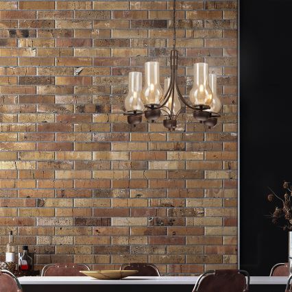 Brilagi - LED Пендел COTTAGE 5xE14/40W/230V дъб/кафяв