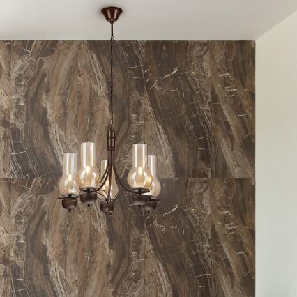 Brilagi - LED Пендел COTTAGE 5xE14/40W/230V дъб/кафяв