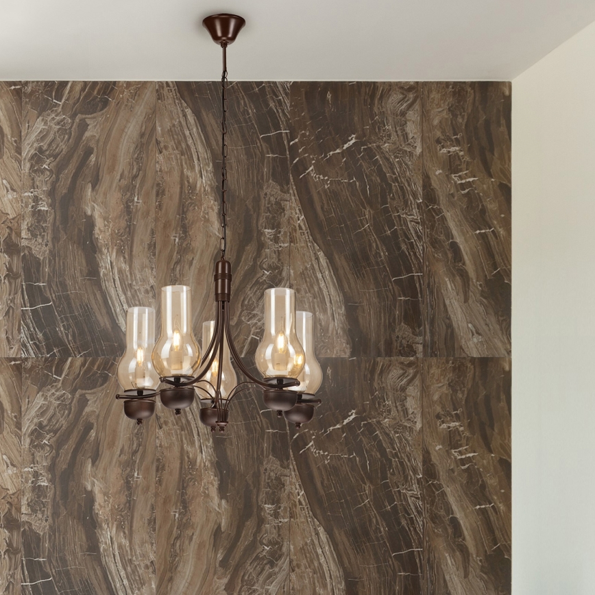 Brilagi - LED Пендел COTTAGE 5xE14/40W/230V дъб/кафяв