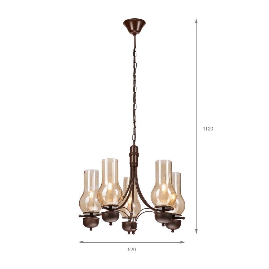 Brilagi - LED Пендел COTTAGE 5xE14/40W/230V дъб/кафяв