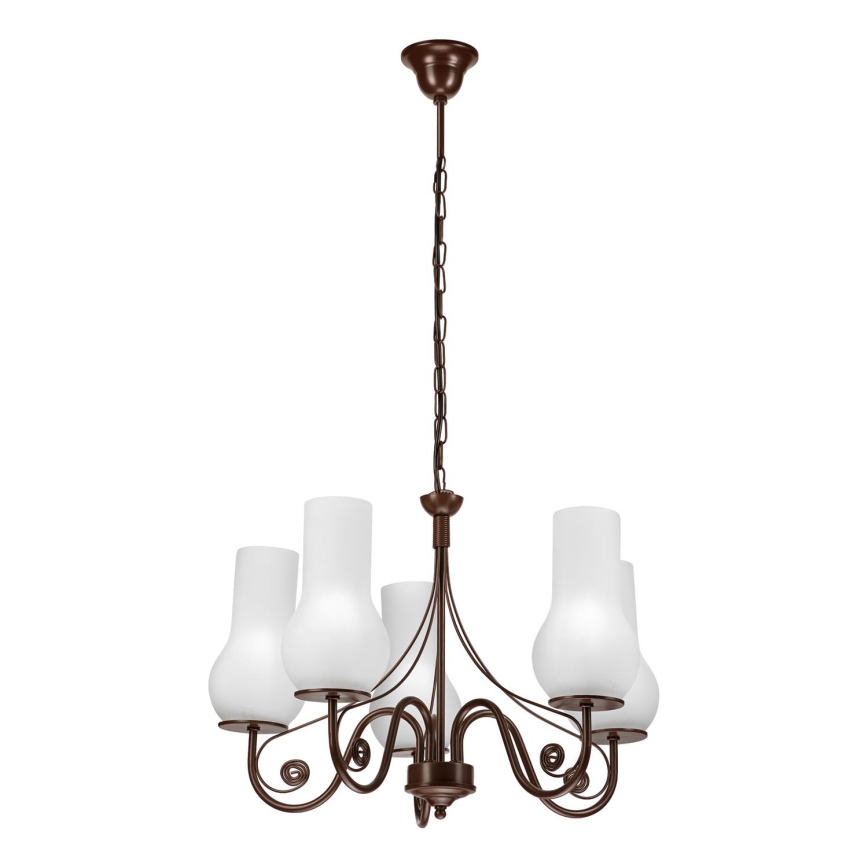 Brilagi - LED Пендел COTTAGE 5xE14/40W/230V кафяв/бял