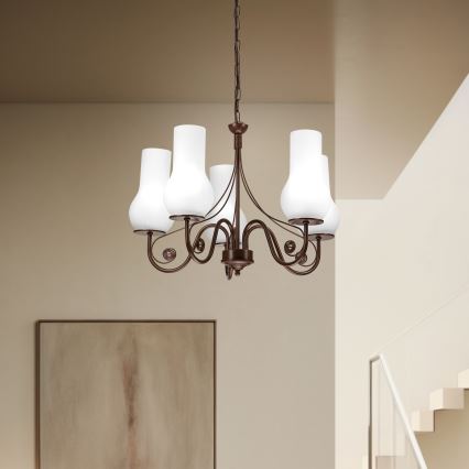 Brilagi - LED Пендел COTTAGE 5xE14/40W/230V кафяв/бял