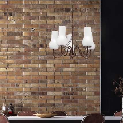 Brilagi - LED Пендел COTTAGE 5xE14/40W/230V кафяв/бял