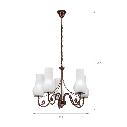 Brilagi - LED Пендел COTTAGE 5xE14/40W/230V кафяв/бял