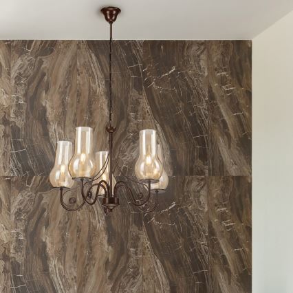 Brilagi - LED Пендел COTTAGE 5xE14/40W/230V кафяв
