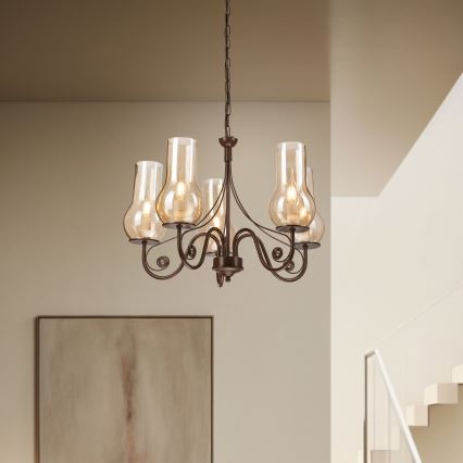 Brilagi - LED Пендел COTTAGE 5xE14/40W/230V кафяв