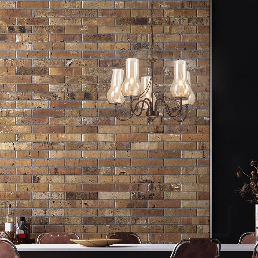 Brilagi - LED Пендел COTTAGE 5xE14/40W/230V кафяв