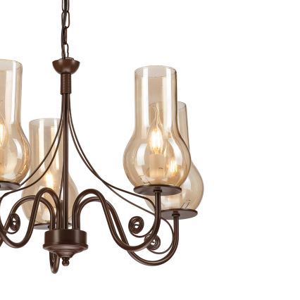 Brilagi - LED Пендел COTTAGE 5xE14/40W/230V кафяв