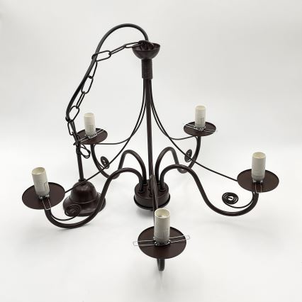 Brilagi - LED Пендел COTTAGE 5xE14/40W/230V кафяв