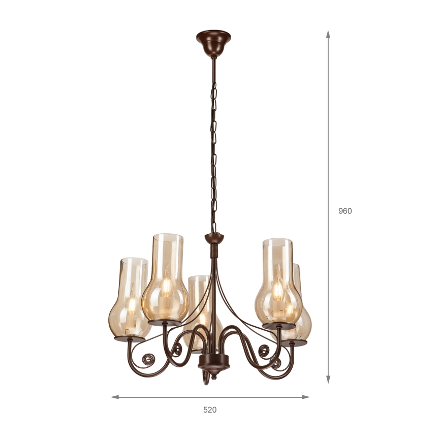 Brilagi - LED Пендел COTTAGE 5xE14/40W/230V кафяв
