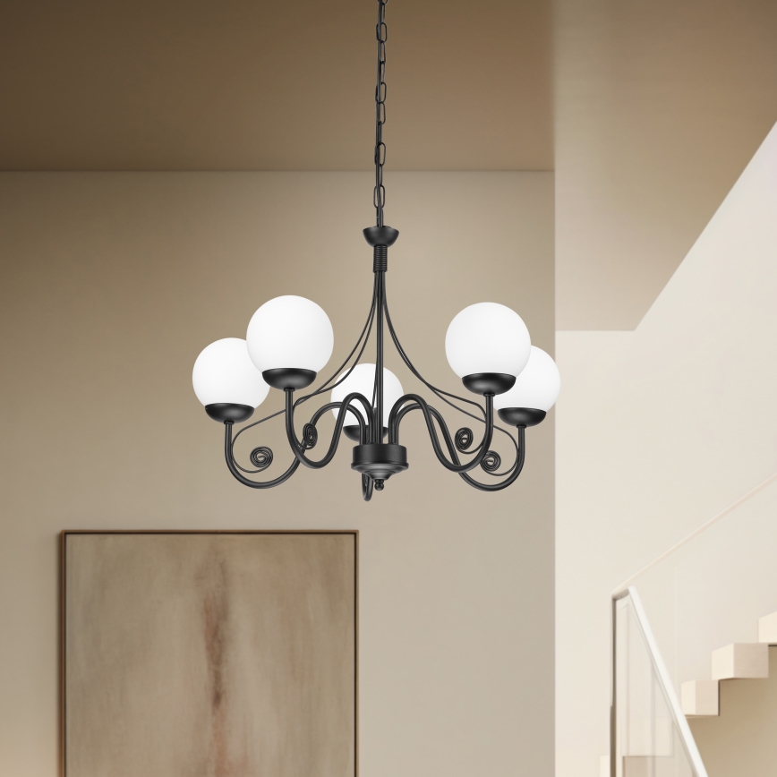 Brilagi - LED Пендел COTTAGE 5xG9/40W/230V черен/бял