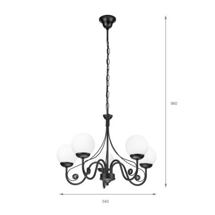 Brilagi - LED Пендел COTTAGE 5xG9/40W/230V черен/бял